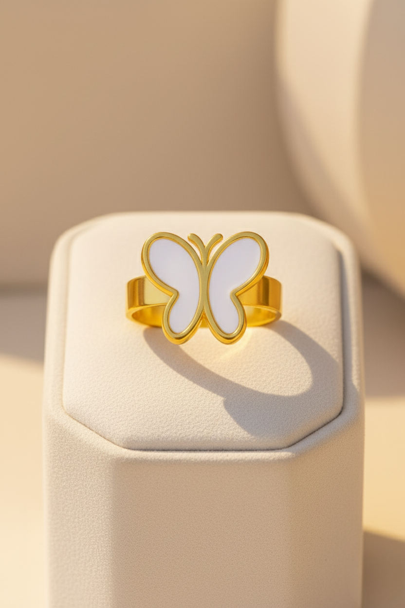 butterfly white ring