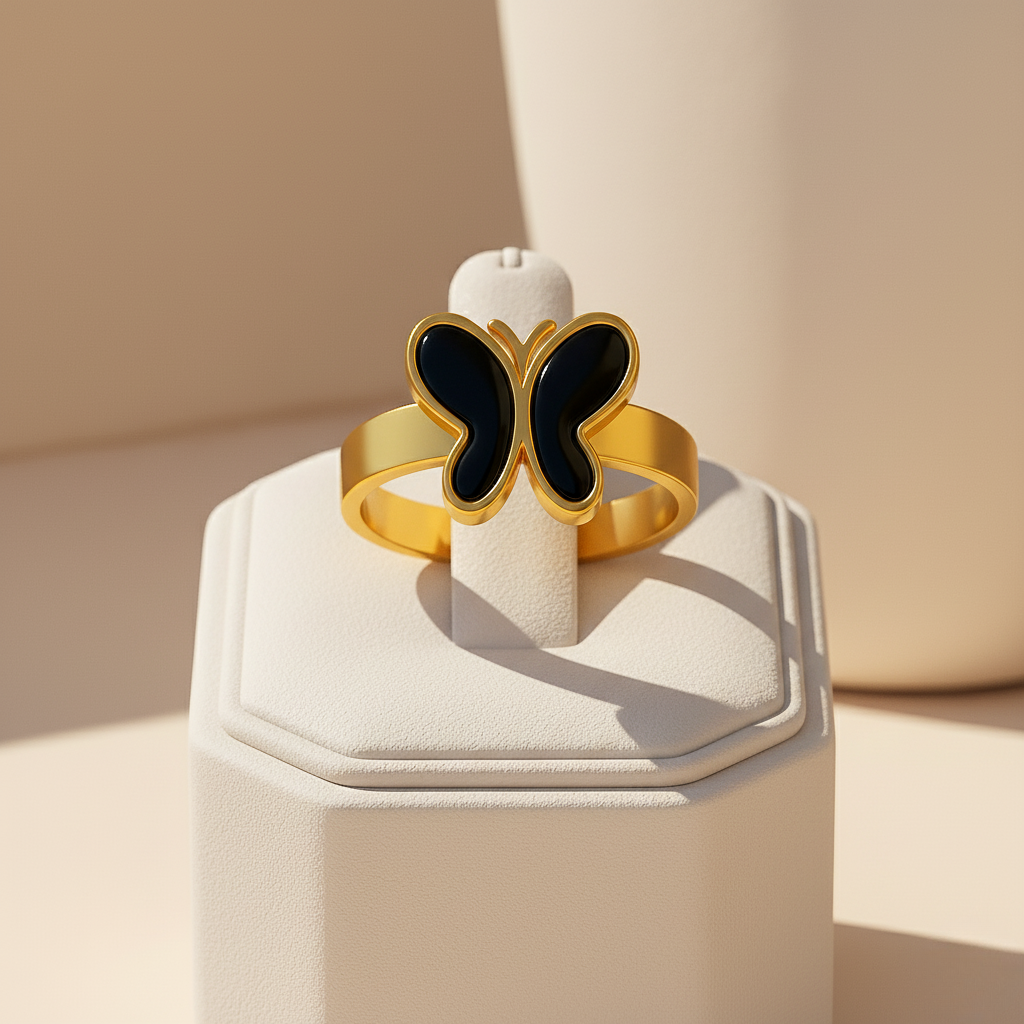 butterfly black ring